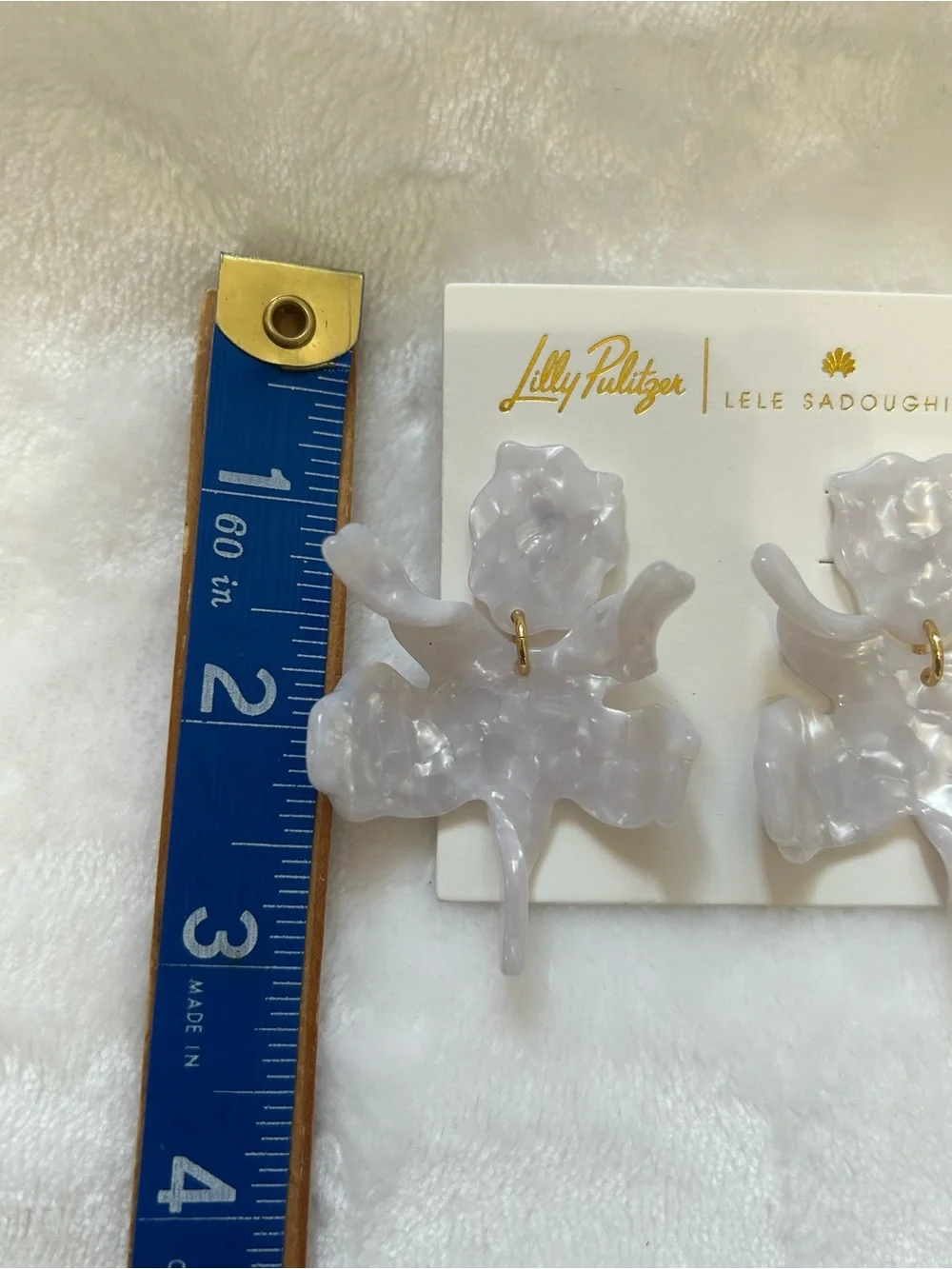 Lilly Pulitzer x Lele Sadoughi Resort White Floral Statement Earrings NWT